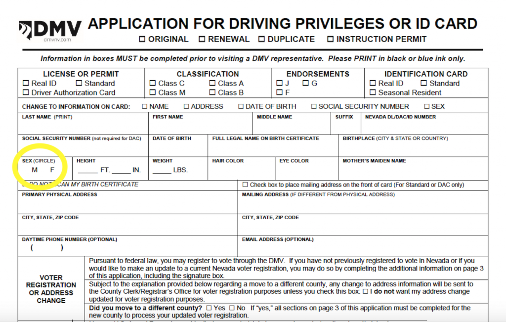 DMV form